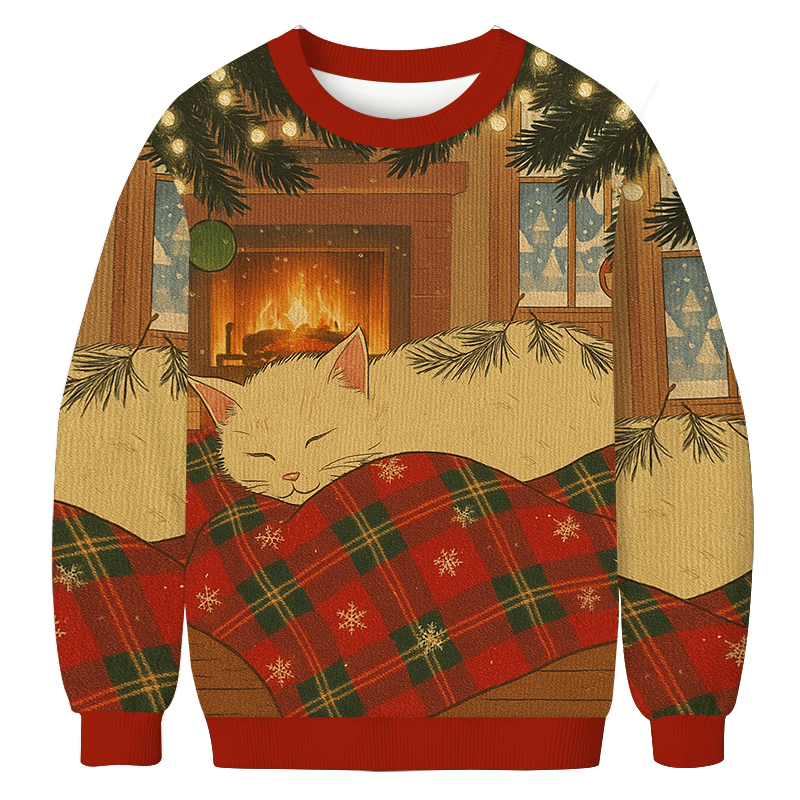 Napping Cat Christmas Ugly Sweatshirt Christmas Gift For Friends