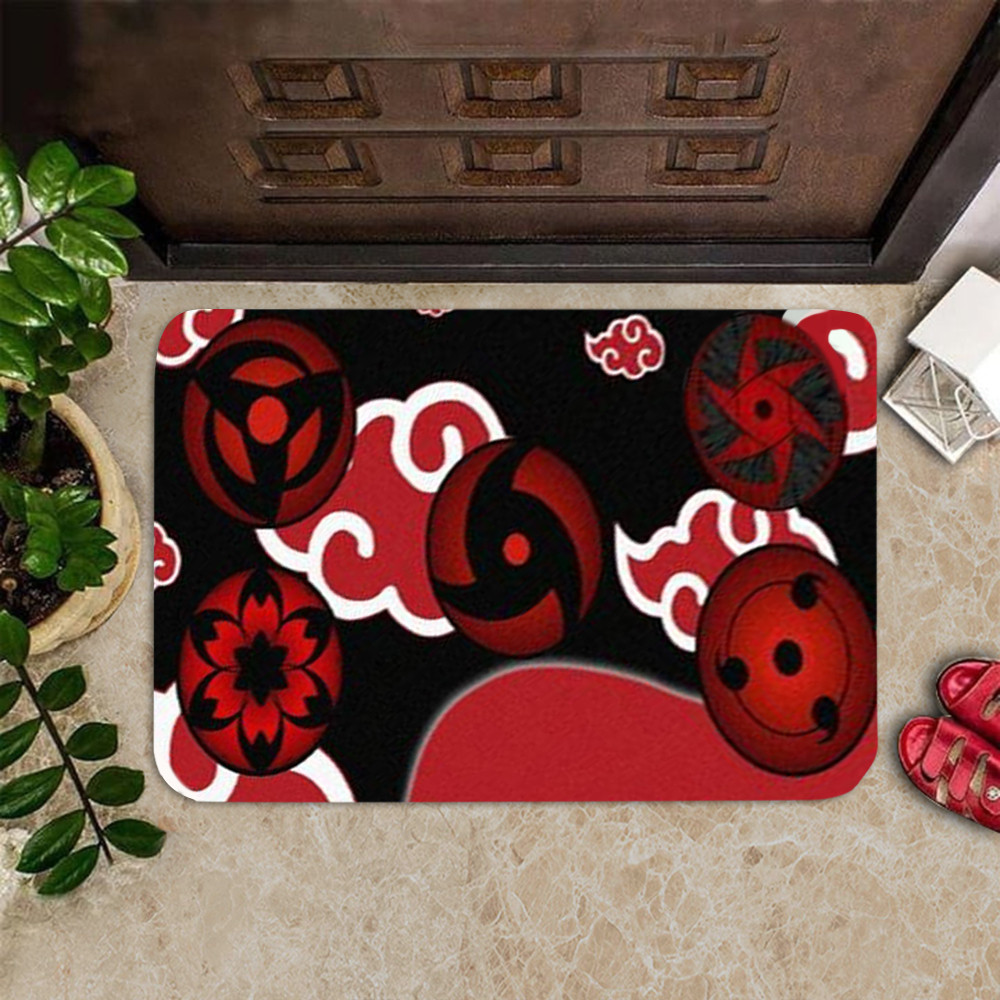 Naruto Itachi Uchiha Akatsuki Sharingan Red Cloud Doormat Gifts For Anime Lover