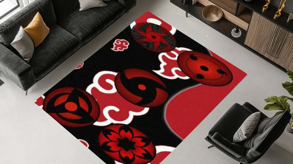 Naruto Itachi Uchiha Akatsuki Sharingan Red Cloud Rug Akatsuki Carpet Mat Gifts For Fans