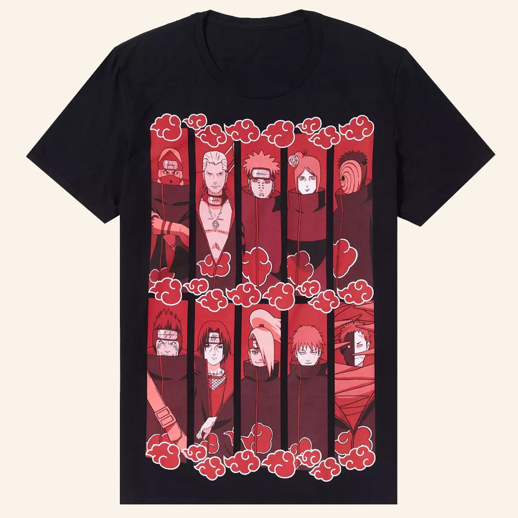 Naruto Merch Naruto Shippuden Akatsuki Red Tonal Panel T-Shirt Gifts For Anime Lovers