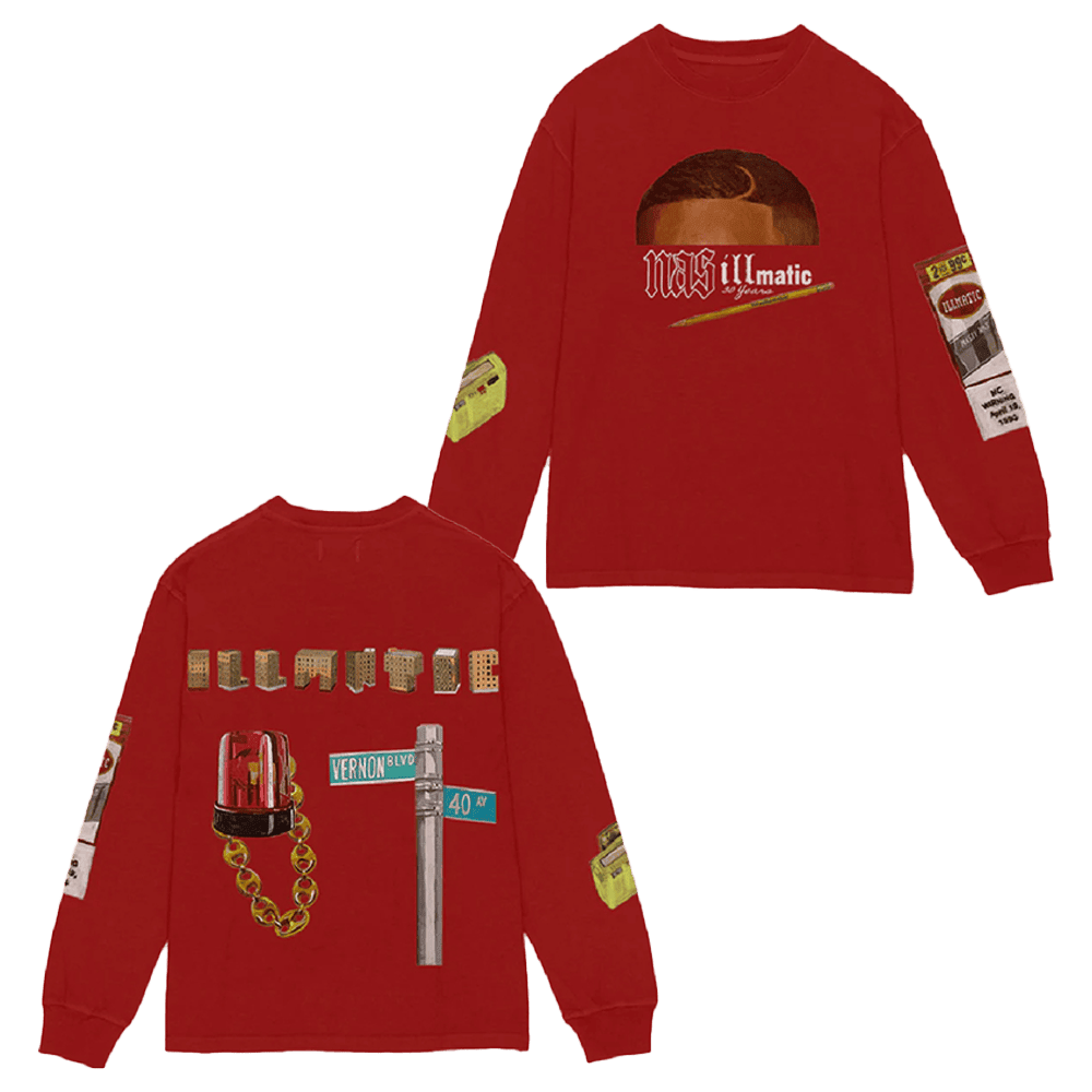 Nas Irjones Merch 30 Years Of Illmatic Red Long Sleeve Shirt Sentimental Father's Day Gifts