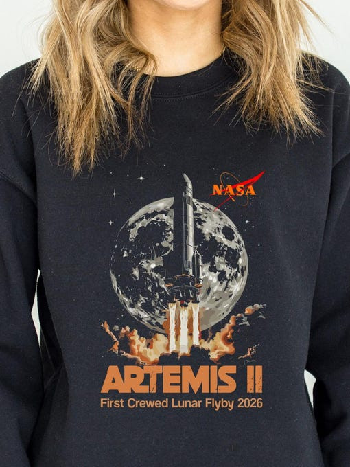 NASA Artemis 2 Mission Sweatshirt Lunar Flyby Clothing Gift For Universe Explorer