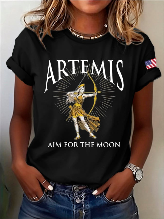 NASA Artemis 2 Mission T-Shirt Aim For The Moon Apparel Rocket Nerd Gift