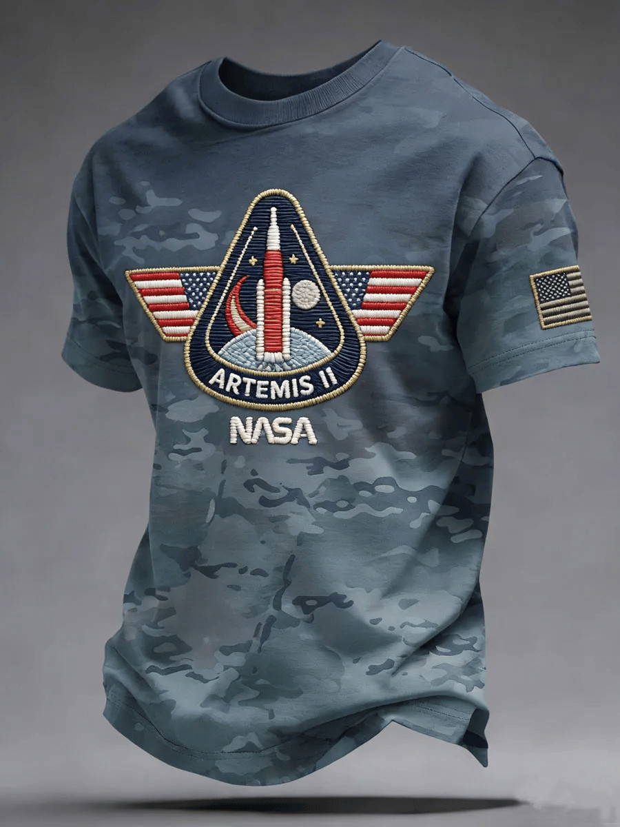 NASA Artemis II 2026 Camo T-Shirt Moon Mission Space Exploration Military Clothing Fans Gift