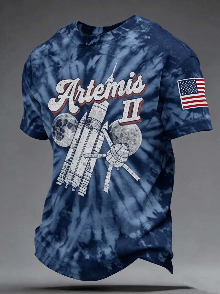 NASA Artemis II 2026 Tie Dye T-Shirt Moon Mission Launch Clothing Astronaut Fans Gift