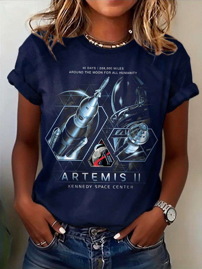 NASA Artemis II Kennedy Space Center T-Shirt Around The Moon For All Humanity Apparel Fan Gift