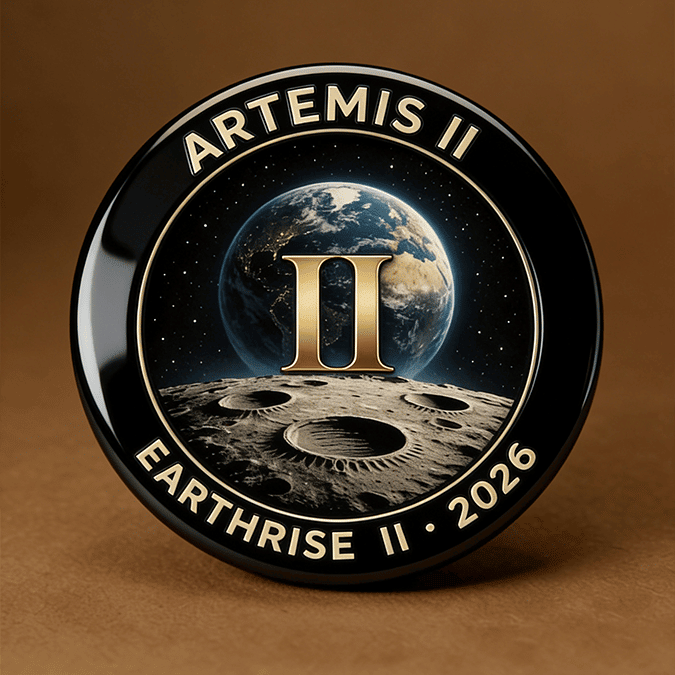 NASA Artemis II Lunar Orbit Mission Button Pin Moon Landing E View Lapel Pin Explorer Gift