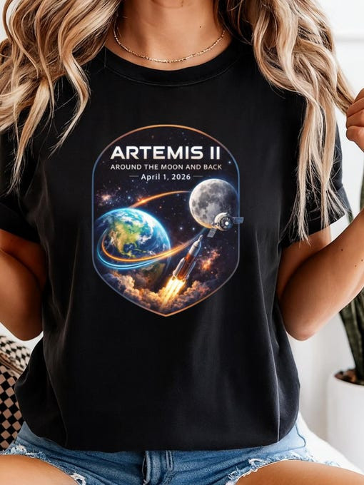 NASA Artemis II Lunar Orbit Mission T-Shirt Around The Moon And Back Merchandise Explorer Gift