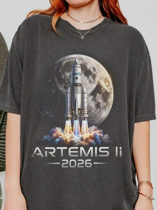 NASA Artemis II Lunar Orbit Mission T-Shirt SLS Rocket Launch Apparel Gift For Aspiring Pilot