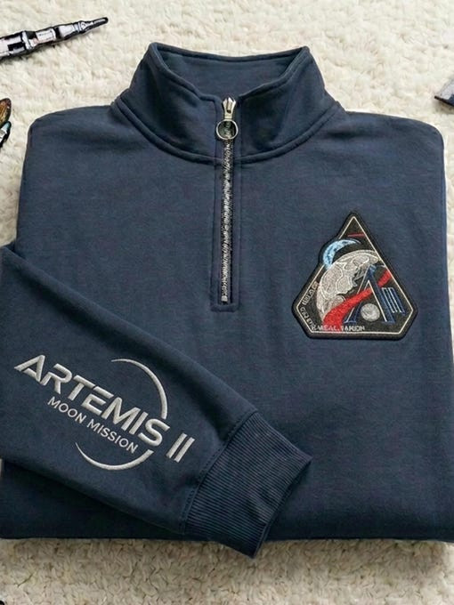 NASA Artemis II Mission Logo Quarter Zip Sweatshirt Artemis 2 Mission Apparel Present For Father's Day