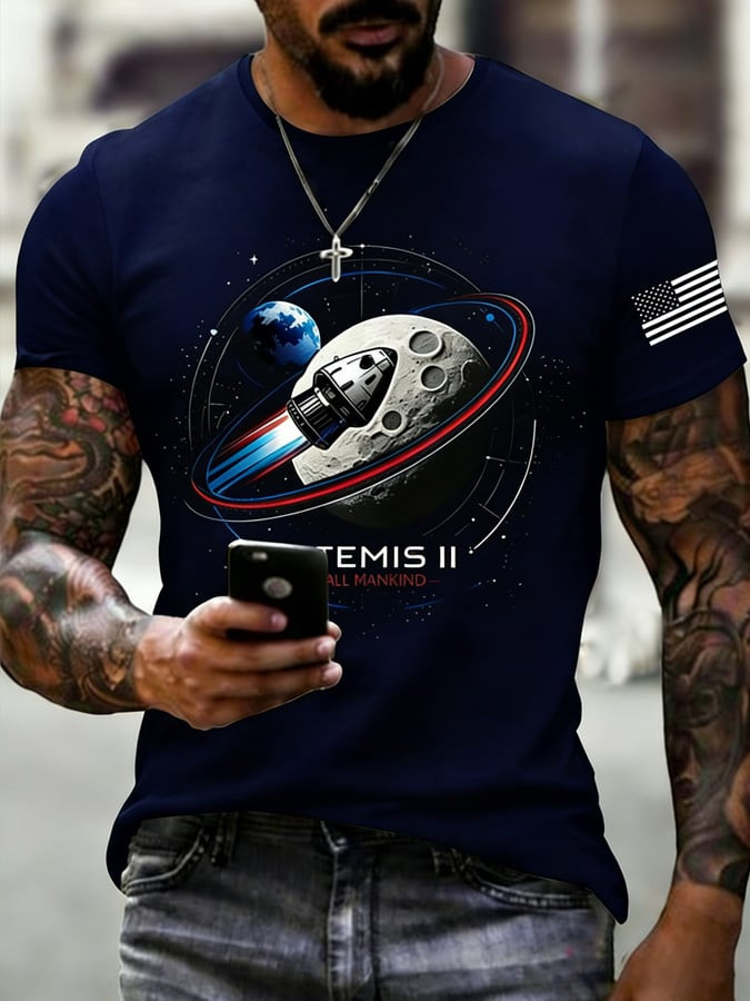 NASA Artemis II Moon Mission T-Shirt NASA Inspired Space Exploration Clothing Gift For Men