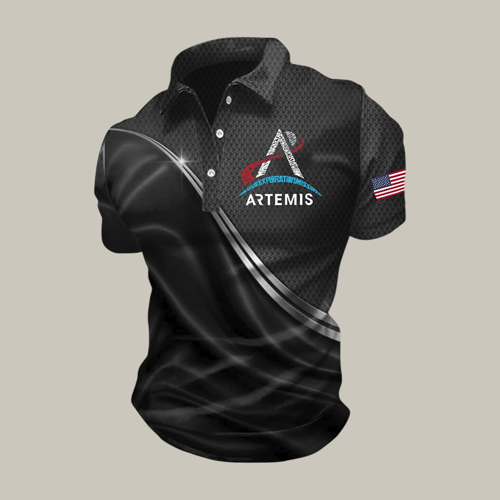 NASA Artemis II Polo Shirt Lunar Exploration Mission Logo Apparel Gift For Galaxy Dreamer