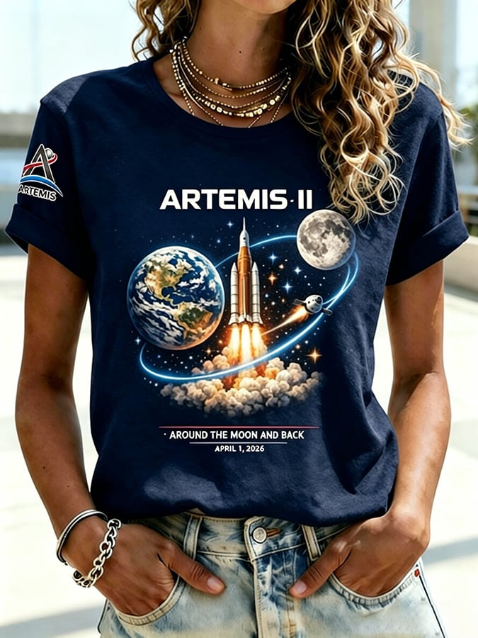 NASA Artemis II T-Shirt 2026 Around The Moon And Back Apparel Gift For Her