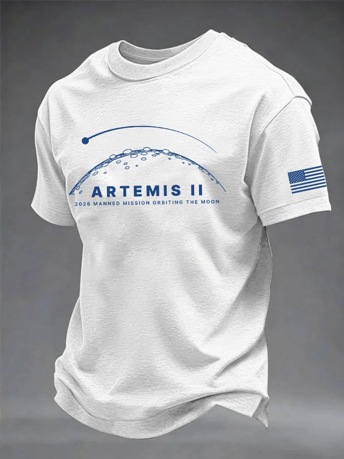 NASA Artemis II T-Shirt 2026 Manned Mission Orbiting The Moon Clothing Gift For Men