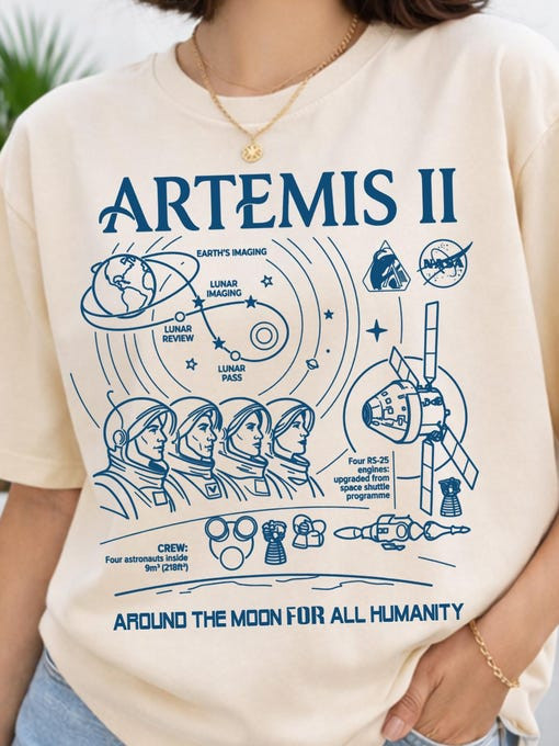 NASA Artemis II T-Shirt Around The Moon Clothes Future Astronaut Gift