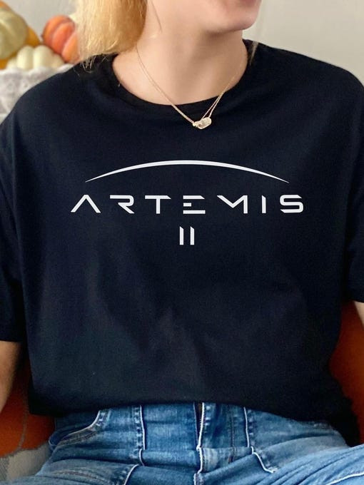 NASA Artemis II T-Shirt Lunar Program Mission Emblem Clothing Space Lover Gift