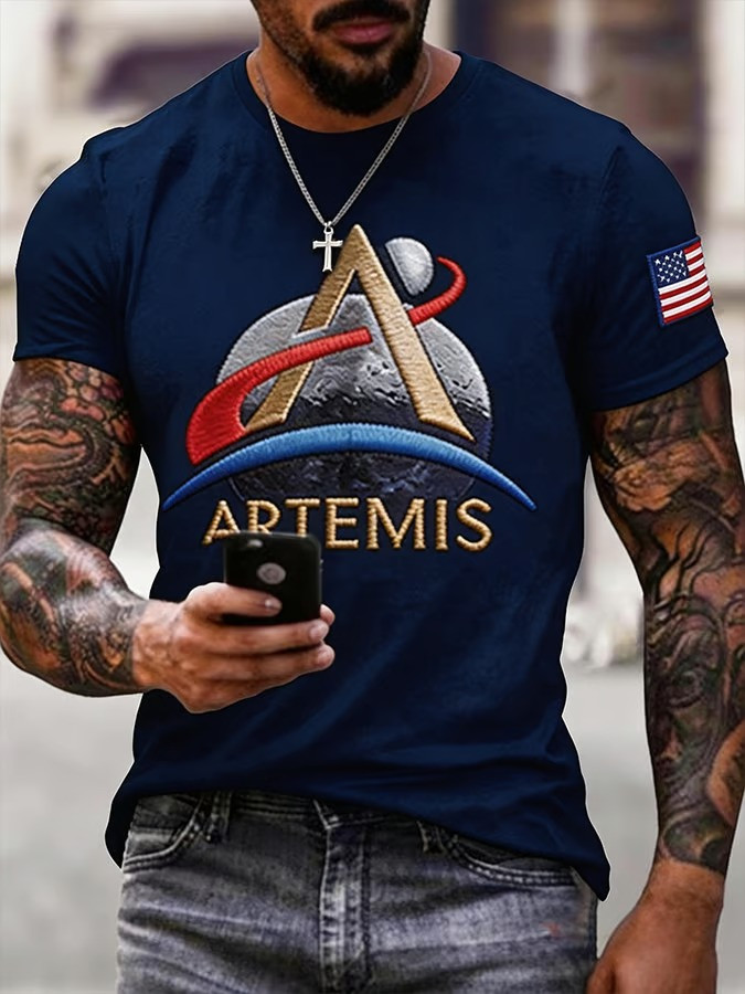NASA Artemis II T-Shirt NASA Space Mission With Earth And Rocket Clothing Gift For Dad