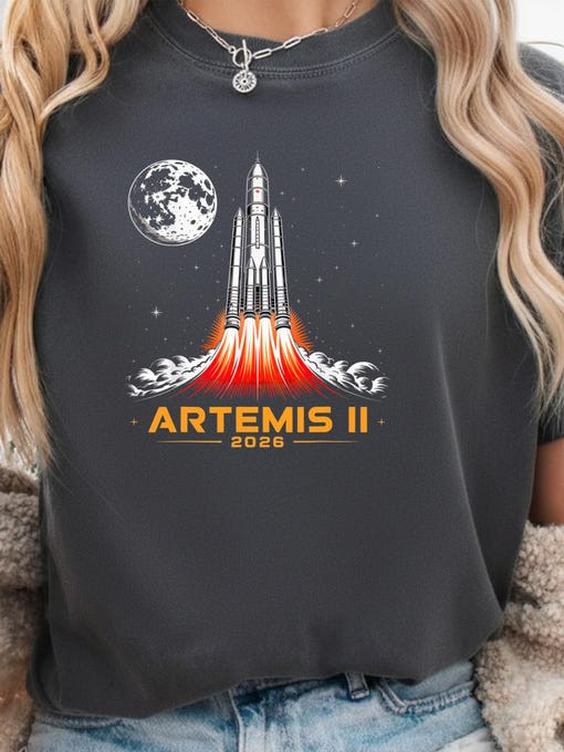 NASA Artemis II T-Shirt Rocket Launch To Moon Merchandise Galaxy Dreamer Gift