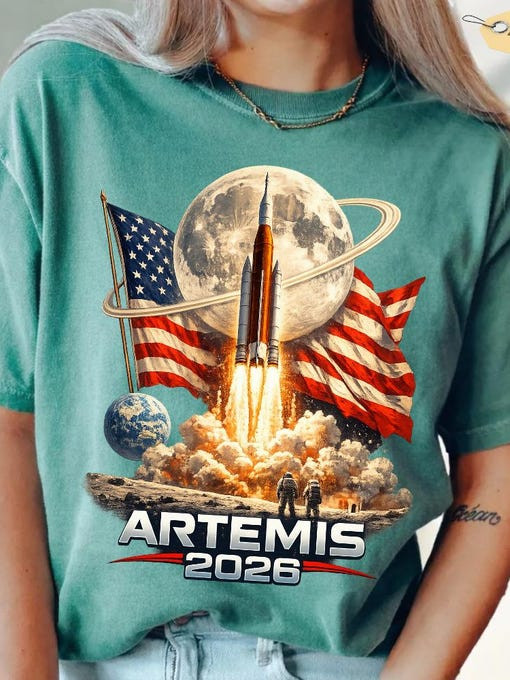 NASA Artemis II T-Shirt SLS Rocket Launch Merchandise Lunar Mission Gift