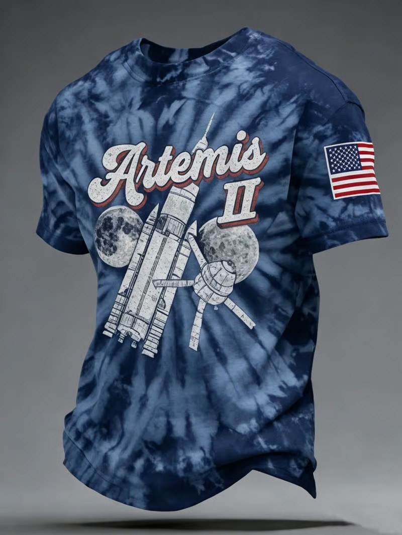 NASA Artemis II Tie Dye T-Shirt Moon Landing 2026 Commemorative Clothing Gift For Space Lovers