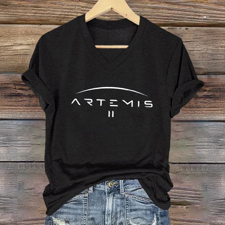 NASA Artemis II V-Neck T-Shirt Space Exploration Mission Clothes Gift For Universe Explorer