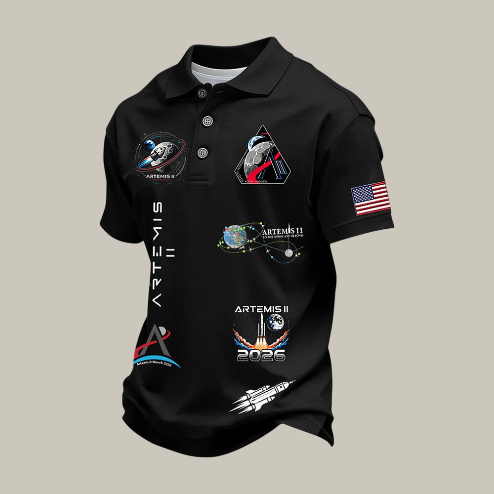 NASA Artemis Word Art Polo Shirt Space Exploration Moon Mission Clothing Gift For Universe Explorer