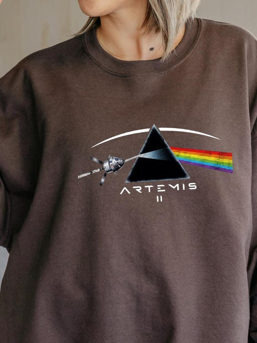 NASA Artemis Word Art Sweatshirt Space Exploration Prism Rainbow Clothes Gift For Galaxy Dreamer