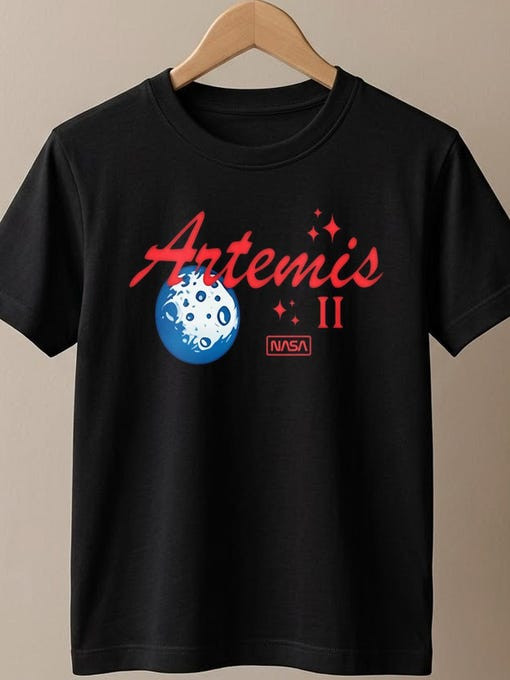 NASA Artemis Word Art T-Shirt Moon Exploration Space Travel Clothing Future Astronaut Gift