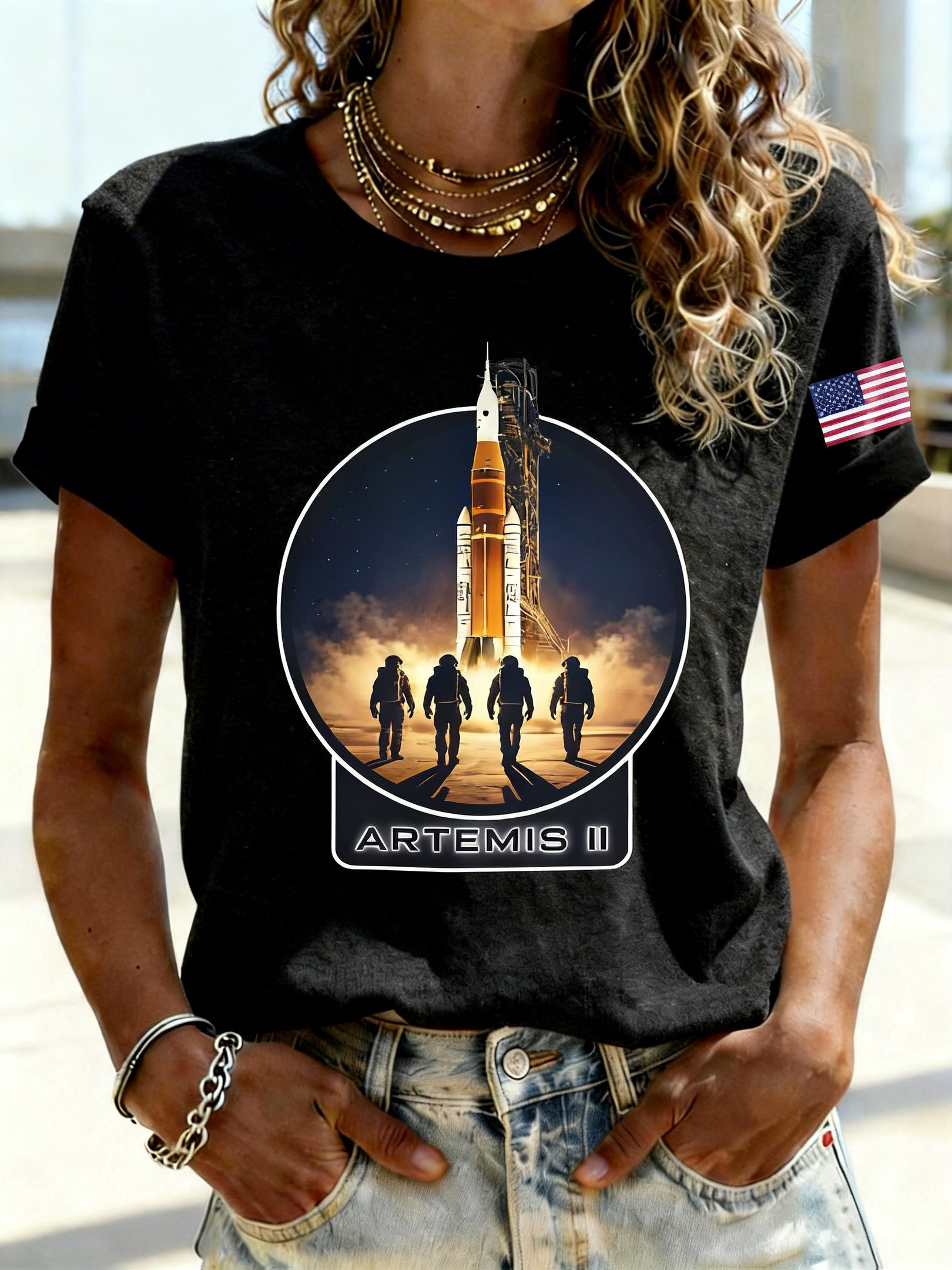 NASA Artemis Word Art T-Shirt SLS Rocket Launch Clothes Gift For Galaxy Dreamer