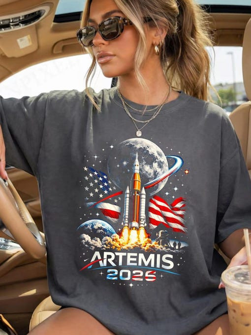 NASA Artemis Word Art T-Shirt SLS Rocket Launch Merch Gift For Aspiring Pilot