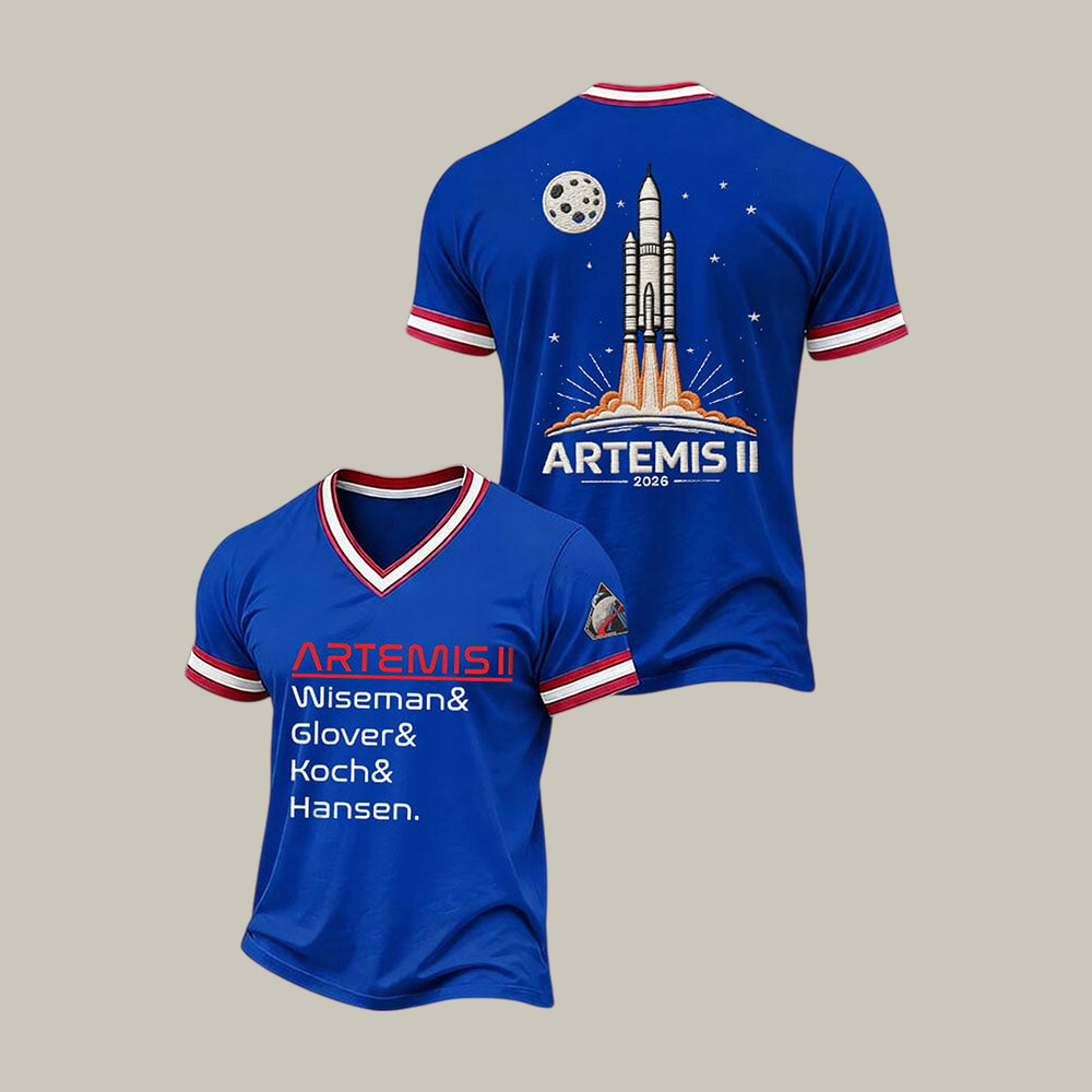 NASA Artemis Word Art T-Shirt Wiseman Glover Koch Hansen Apparel Lunar Mission Gift