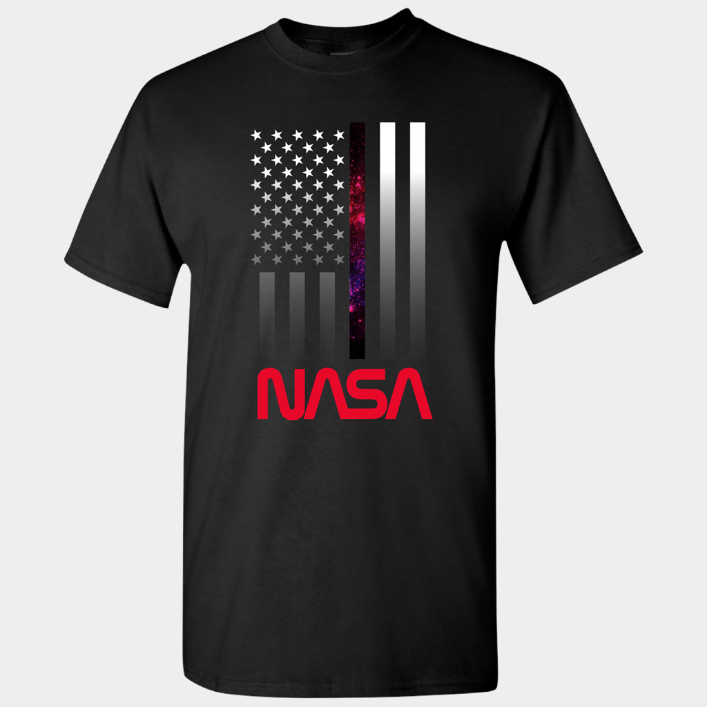 NASA Merch NASA Worm Logo Shirt Vertical US Flag T-Shirt Birthday Gift For Son