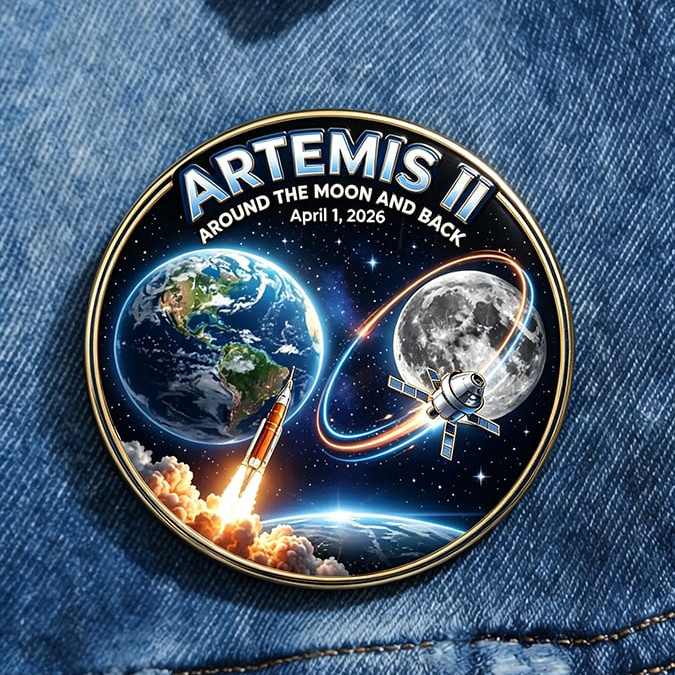 NASA Moon Mission 2026 Button Pin Space Exploration Journey Lapel Pin Science Student Gift