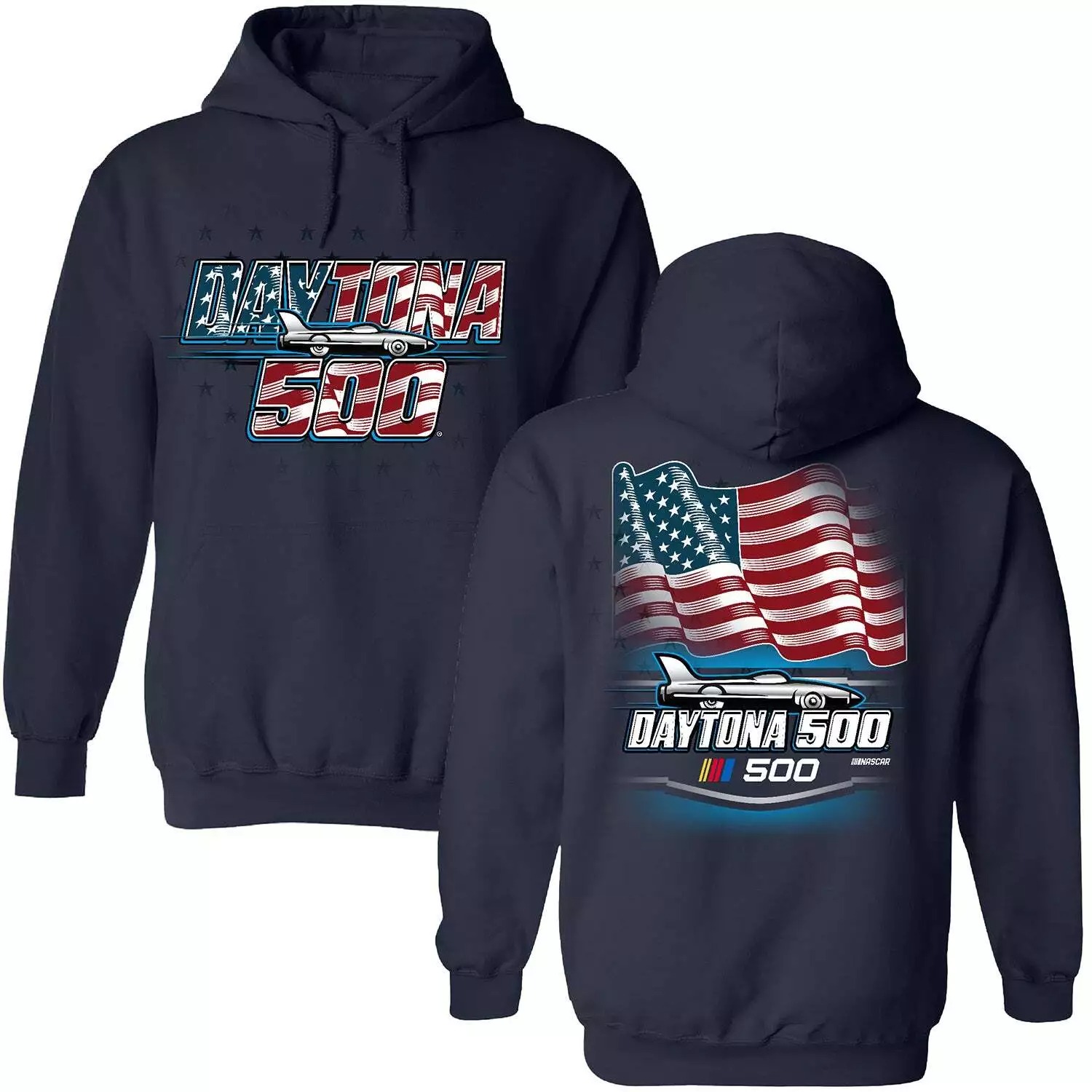 Nascar Merch 2025 Daytona 500 Patriotic Navy Hoodie Best Racing Father'S Day Gifts