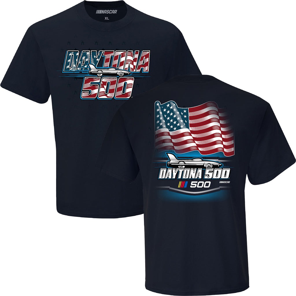 Nascar Merch 2025 Daytona 500 Patriotic Navy T-Shirt Best Racing Coach Gift Ideas