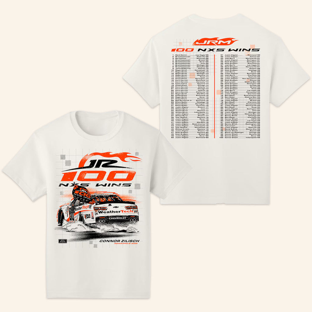 Nascar Merch Zilisch Jr Motorsports Official Team Apparel 2025 100Th Xfinity Series Wins Shirt Nascar Merch Zilisch Jr Motorsports Official Team Apparel 2025 100Th Xfinity Series Wins Shirt