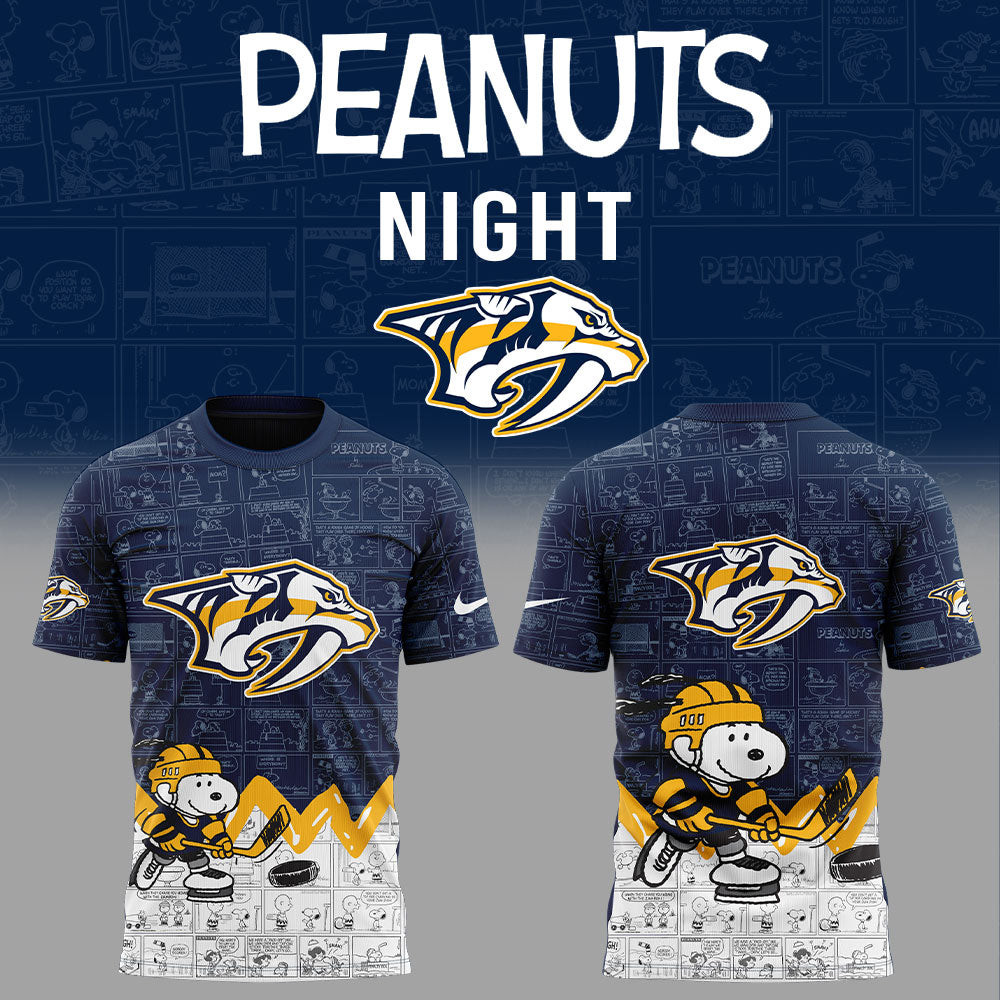 Nashville Predators X Peanuts Snoopy T-Shirt Gifts For Ice Hockey Fans