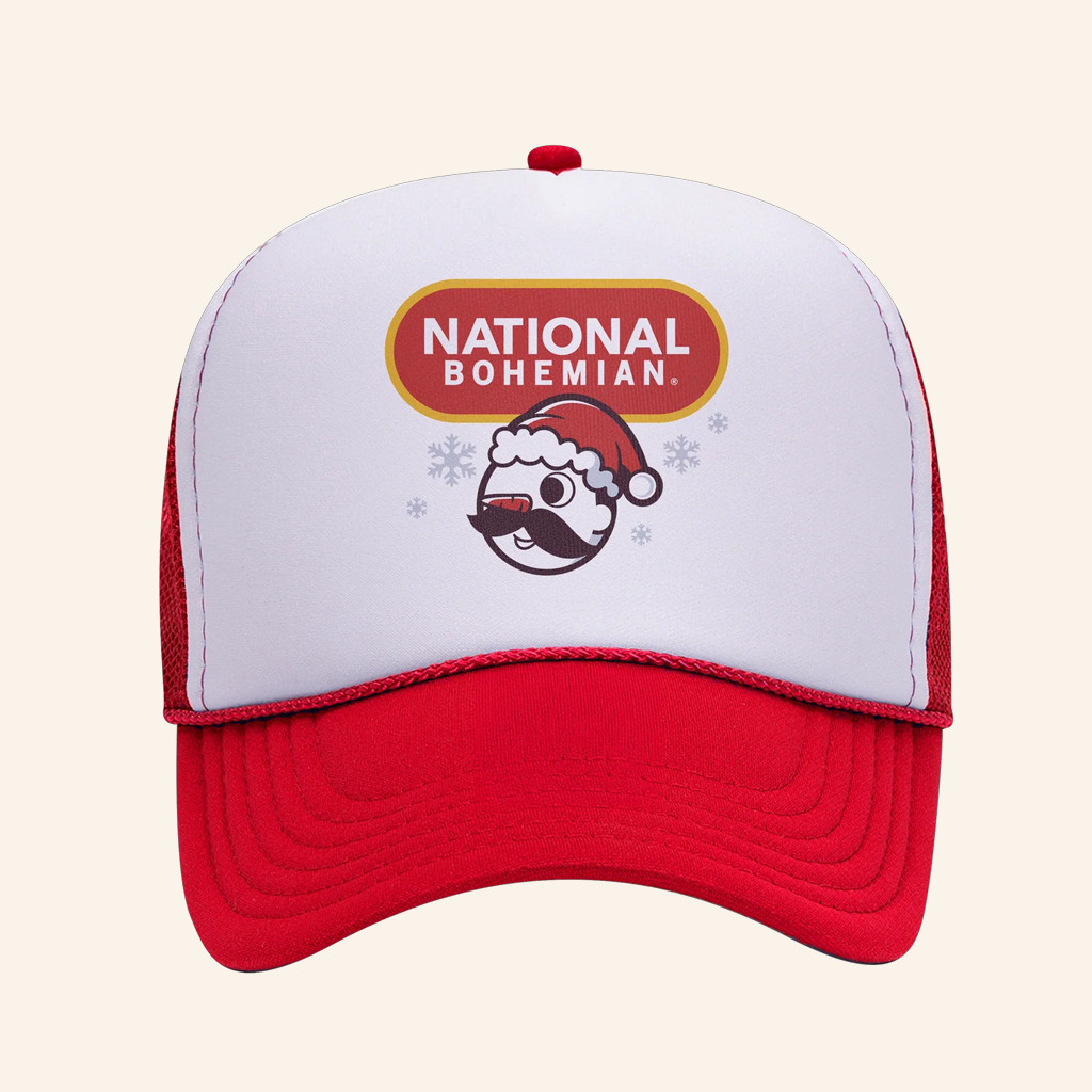 National Bohemian Merch Frosty Boh White Red Trucker Hat Present For Husband
