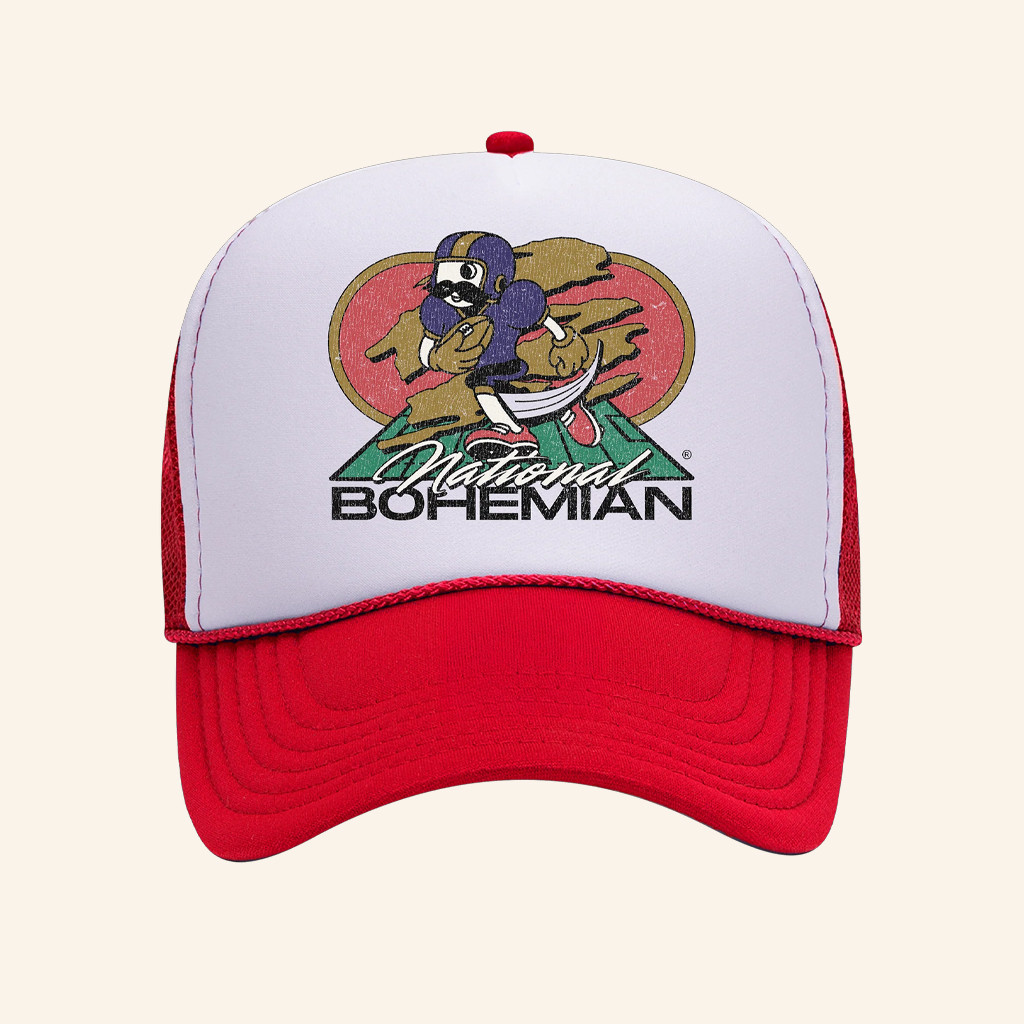 National Bohemian Merch Game Day Boh Red White Trucker Hat Gifts For Dad