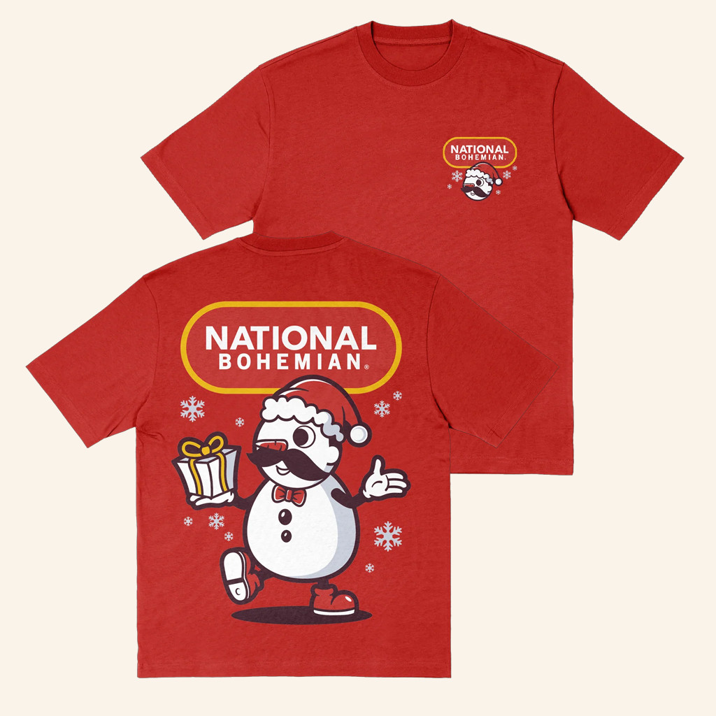 National Bohemian Merch Merry And Bright Red T-Shirt Christmas Presents For Boyfriend