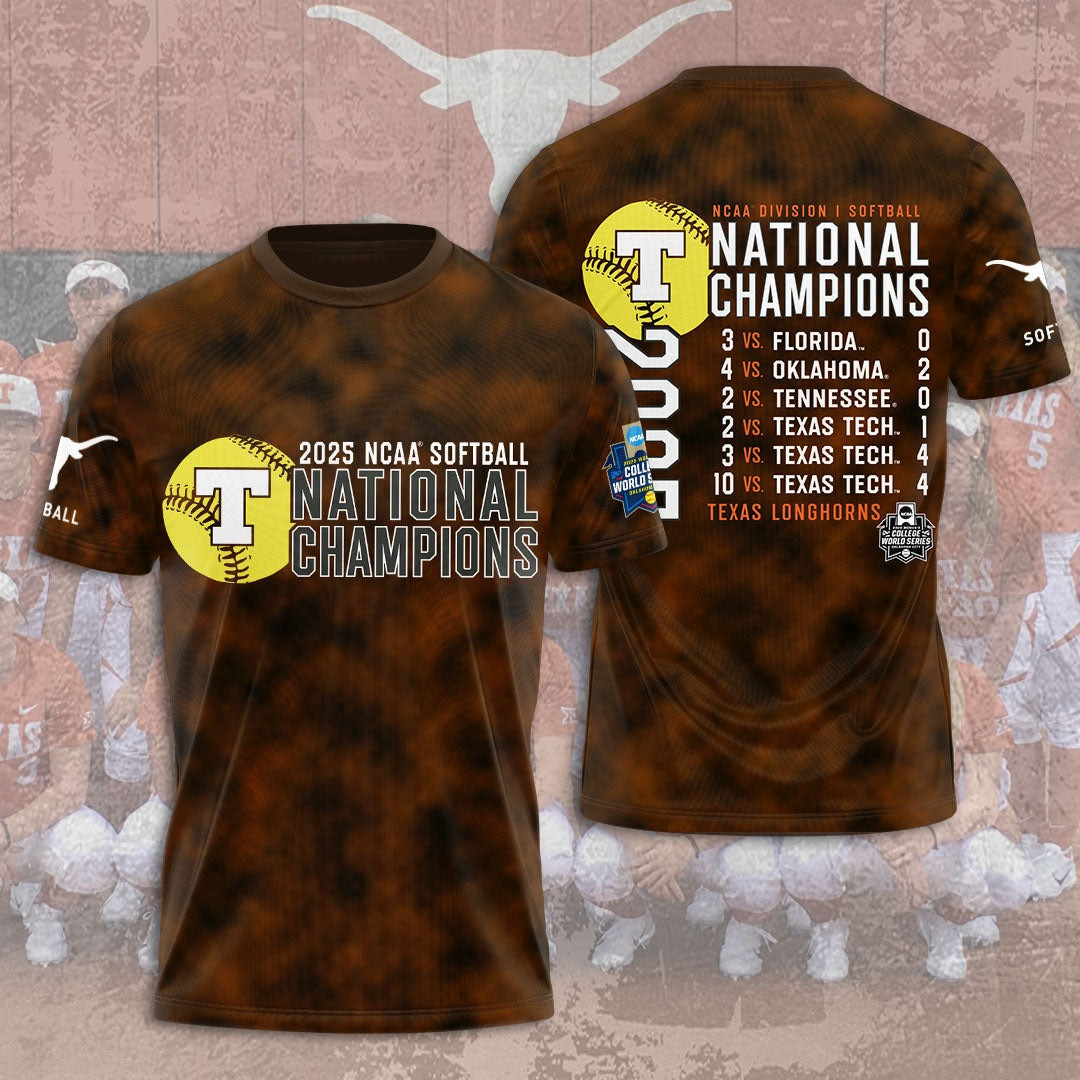 National Champions Hook 'Em Texas Longhorns 2025 Softball T-Shirt Sport Lover Gifts For Him