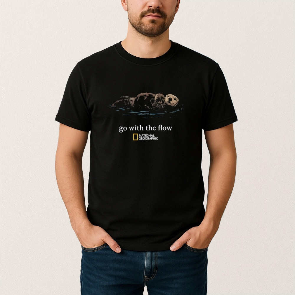 National Geographic Sea Otter Go With The Flow T-Shirt Cute Animal Tee Otter Lover Gift