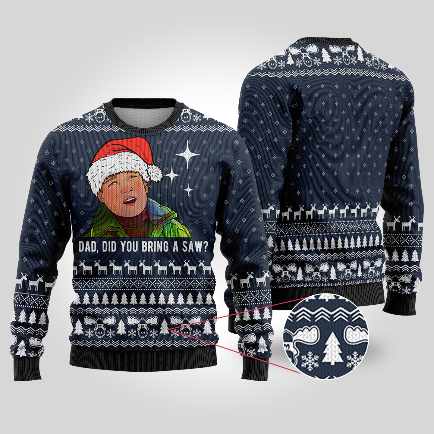 National Lampoon Bring A Saw Rusty Navy Ugly Sweater Comfortable Holiday Sweater for Chilly Nights
