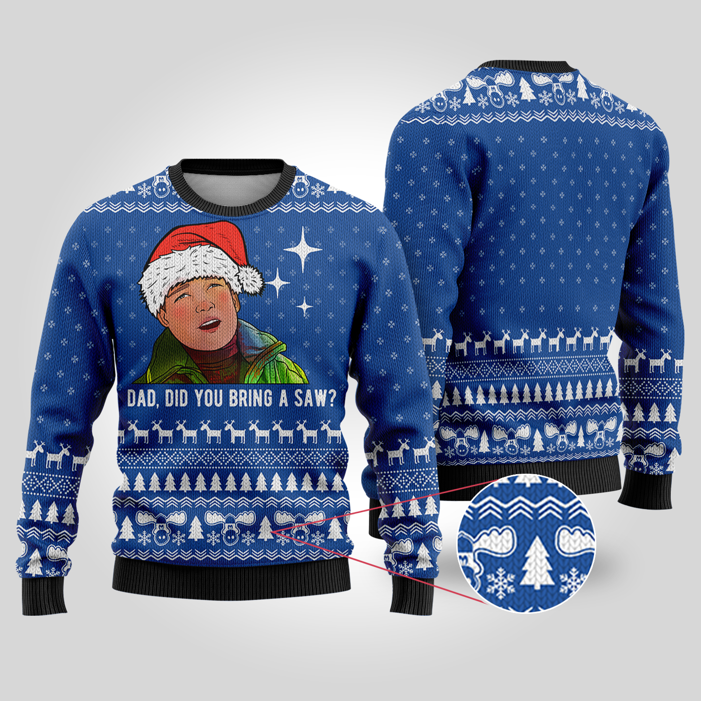 National Lampoon Bring A Saw Rusty Royal Ugly Sweater Classic Holiday Sweater for Festive Looks