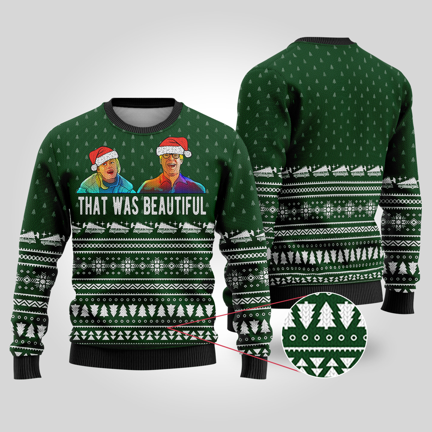 National Lampoon Ellen That Was Beautiful Forest Green Ugly Christmas Sweater Holiday Gift Merch That Everyone Will Adore