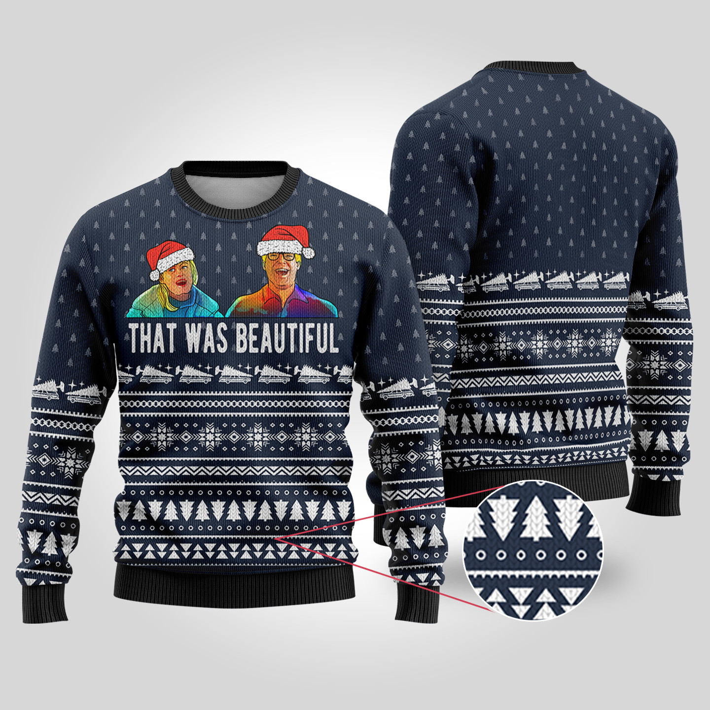 National Lampoon Ellen That Was Beautiful Navy Ugly Christmas Sweater Stylish Winter Sweatshirt for Everyday Wear