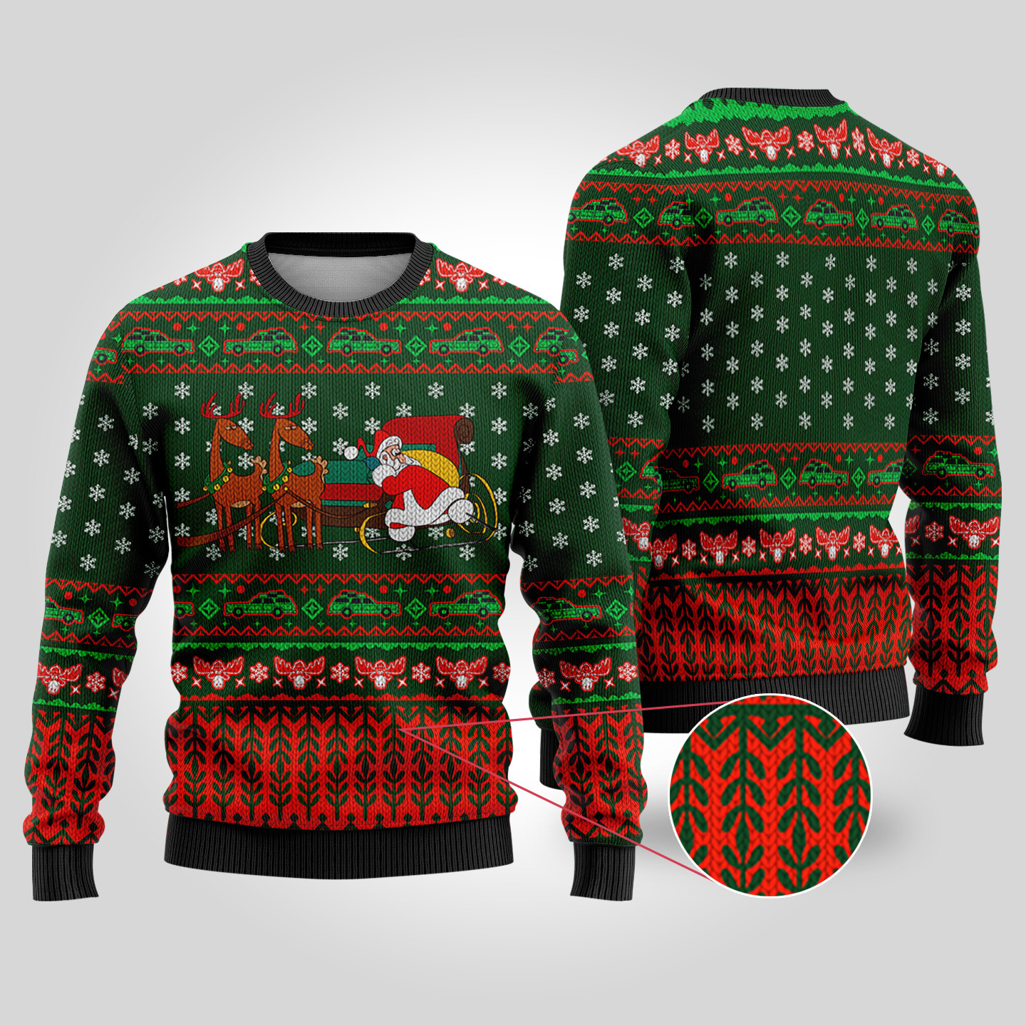 National Lampoons Vacation Funny Ugly Christmas Sweater Forest Green Cute Holiday Sweatshirt to Spread Joy