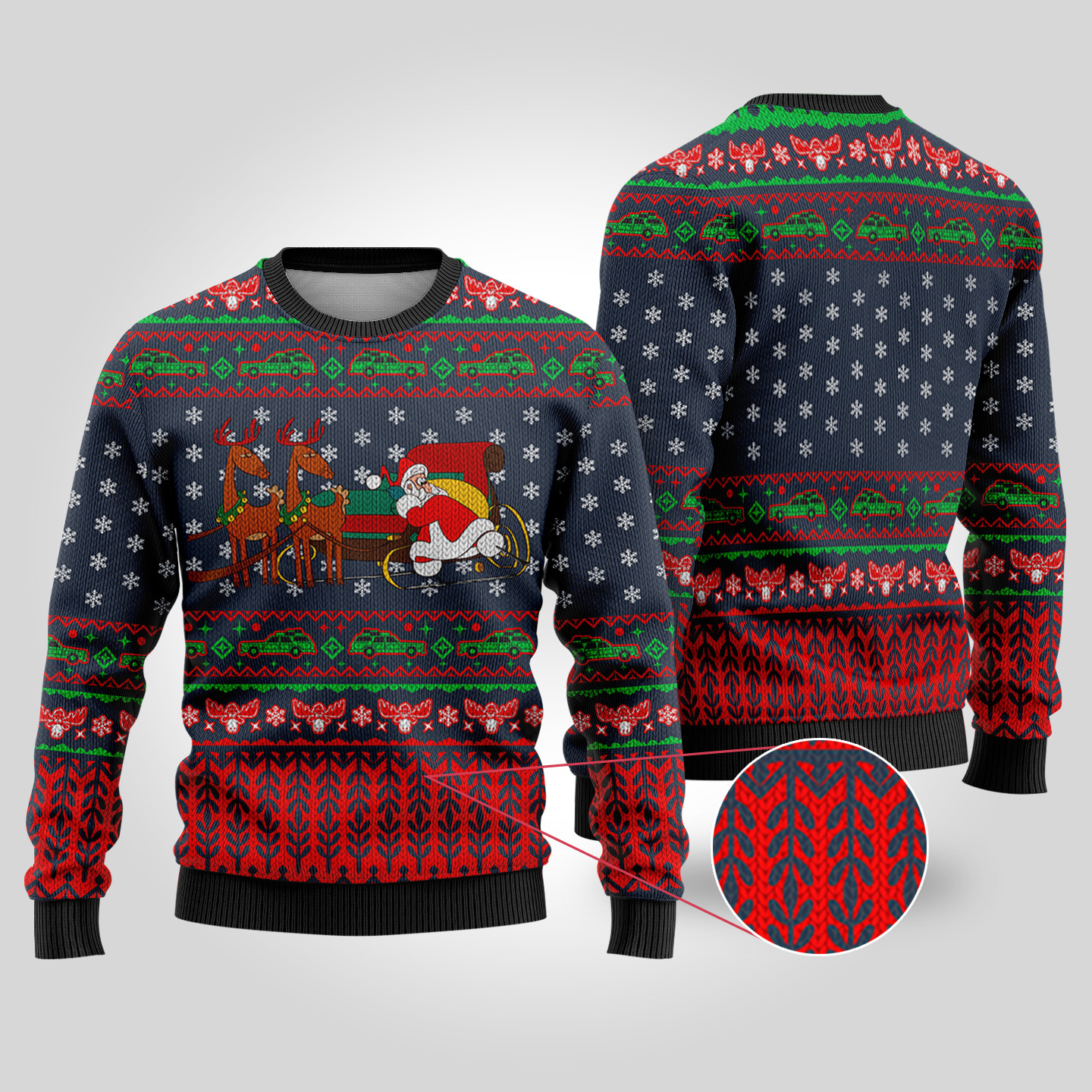 National Lampoons Vacation Funny Ugly Christmas Sweater Navy Comfortable Holiday Sweater for Chilly Nights