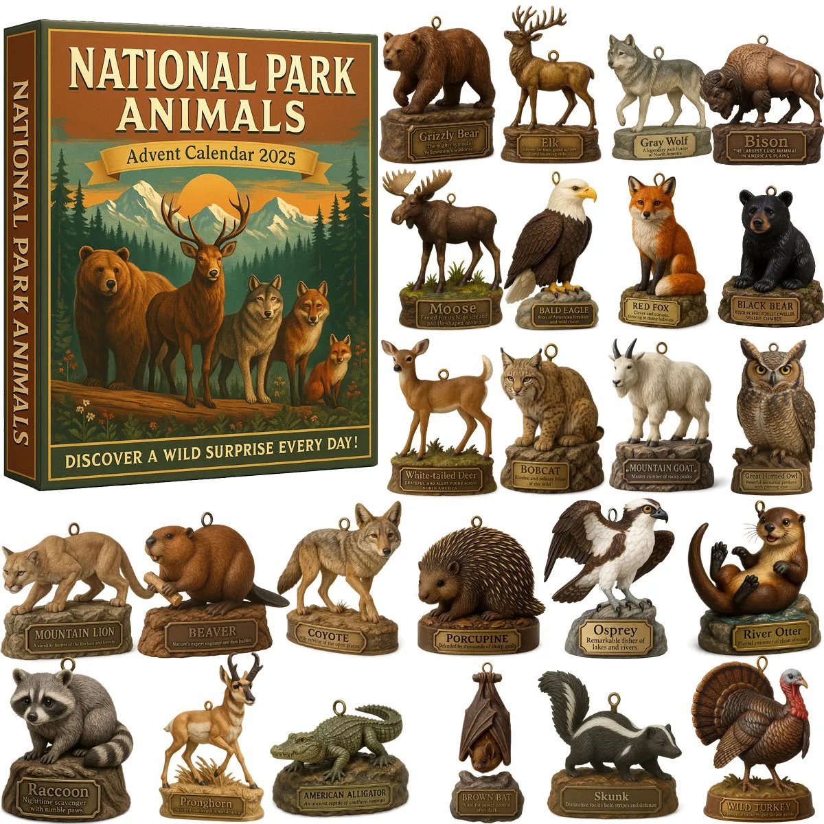 National Park Animals Advent Calendar 2025 Cool Christmas Advent Calendar Animal Gifts For Xmas