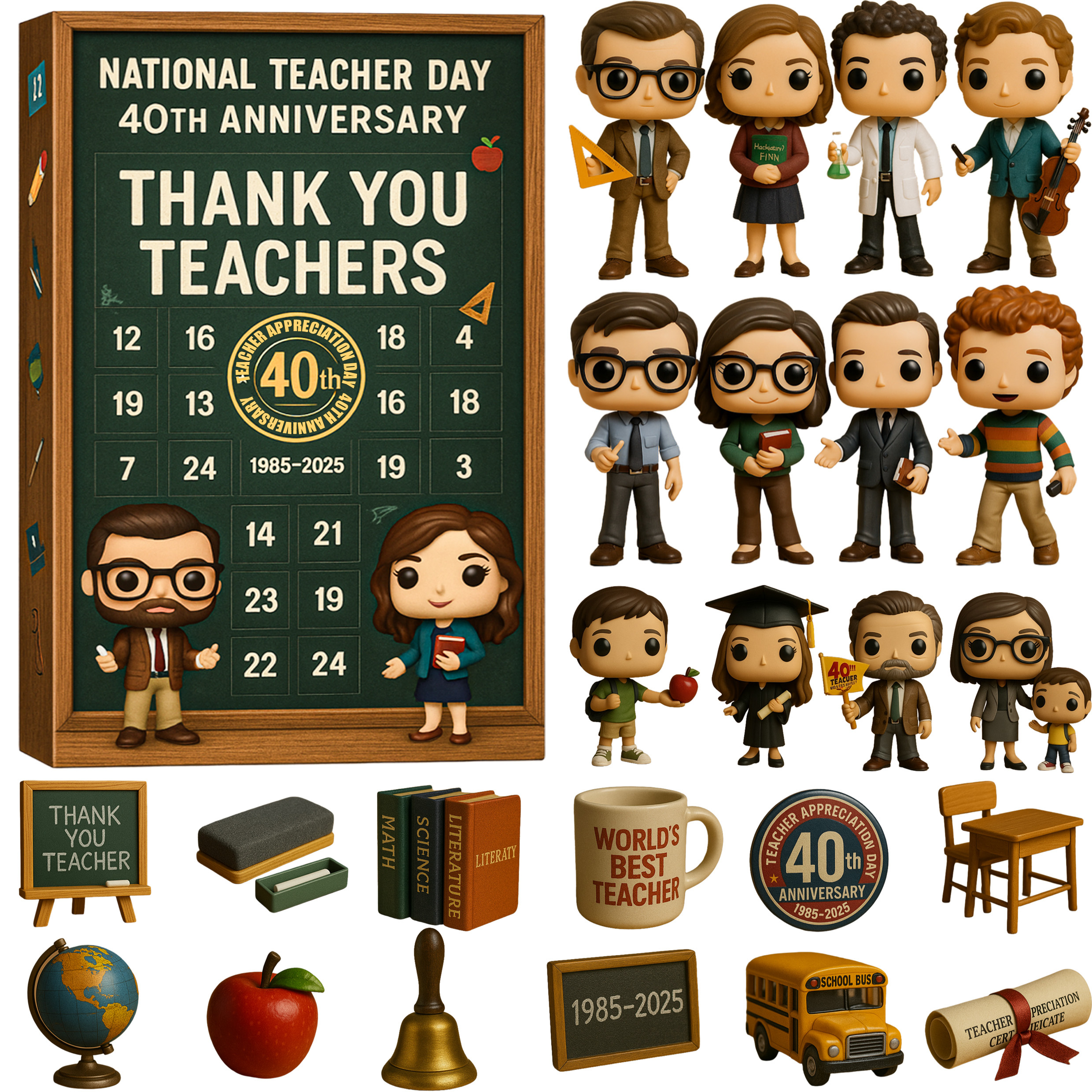 National Teacher Day 40th Anniversary Advent Calendar 24 Day Advent Calendar Teacher Xmas Gifts